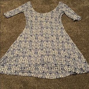 Printed 3/4 Sleeve Fit and Flare Dress